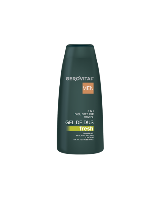 Gerovital MEN 3 in 1 férfi tusfürdő test, haj és arc- FRESH